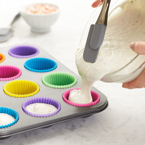 Pack Of 12 - Silicone Cup Cake Molds - Multicolor