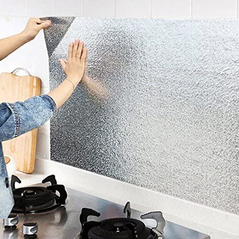 self-adhesive aluminium foil sticker Heat Proof Waterproof Kitchen Aluminium Sticker Sheet ( 60 x 200 Cm )