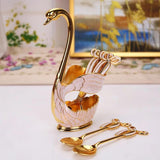 Classy Swan 6 Pcs Spoon Set with Crafted Swan Spoon Holder