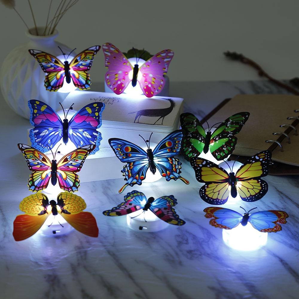 Pack of 6 Glowing LED Butterfly Wall Night Light Stickers