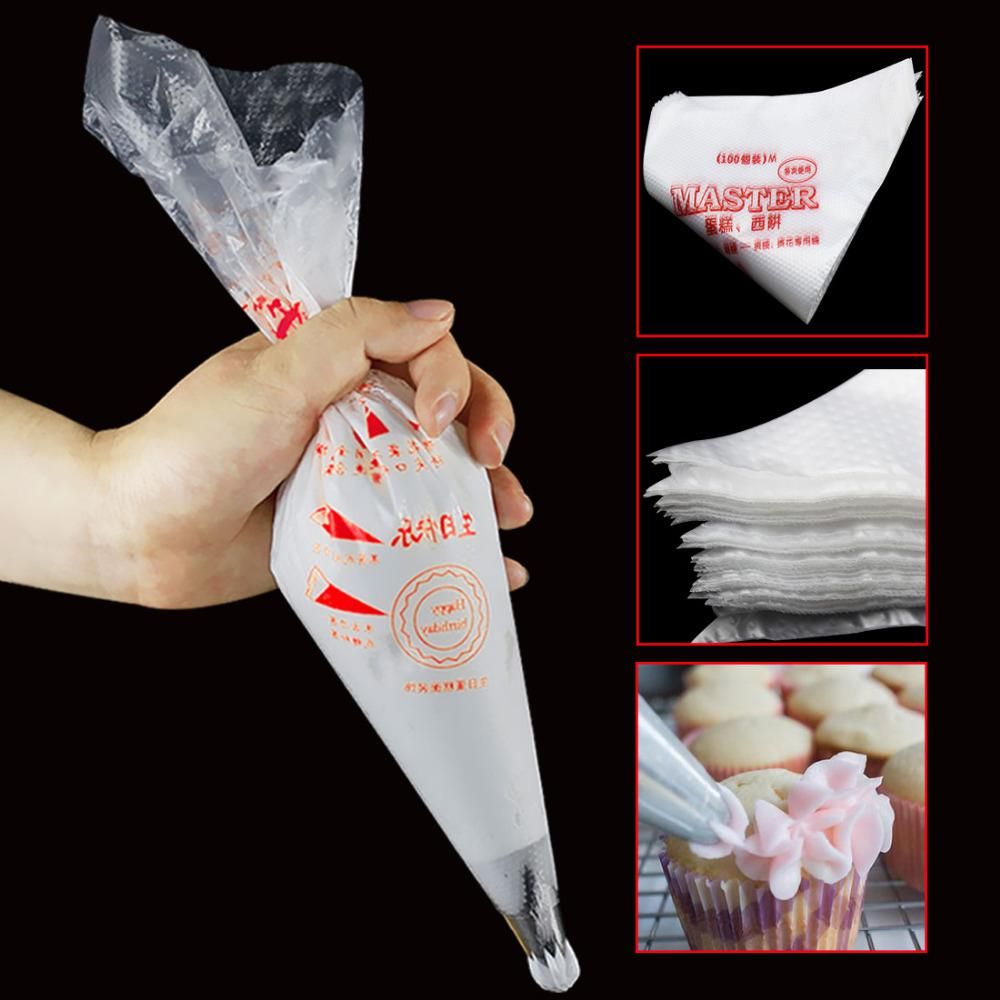 100PCS Disposable Piping Bag, Pastry Bags ,Icing Fondant Cake Cream Bag ,Cupcake Decorating Tools Cake Nozzles Pastry Bags