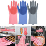 Magic Dish washing Gloves with scrubber, Silicone Cleaning Reusable Scrub Gloves for Wash Dish