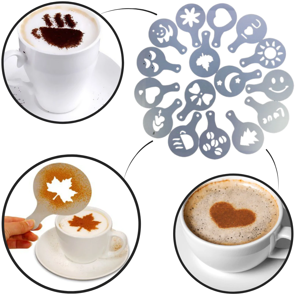Pack Of 16 Pcs Coffee Stencil Template Set