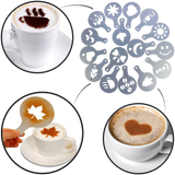 Pack Of 16 Pcs Coffee Stencil Template Set