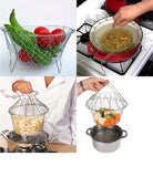 Stainless Steel Chef Basket 12 in 1 Kitchen Tool Deluxe Boiler, Steamer, Strainer & Frying
