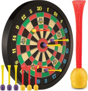 Dart Board Magnetic Plastic Game for kids - sided Score Set with 6 Darts
