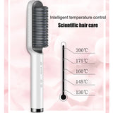 Professional Electric Hair Straightener Brush Heated Comb Straight & Curly Styling Tool