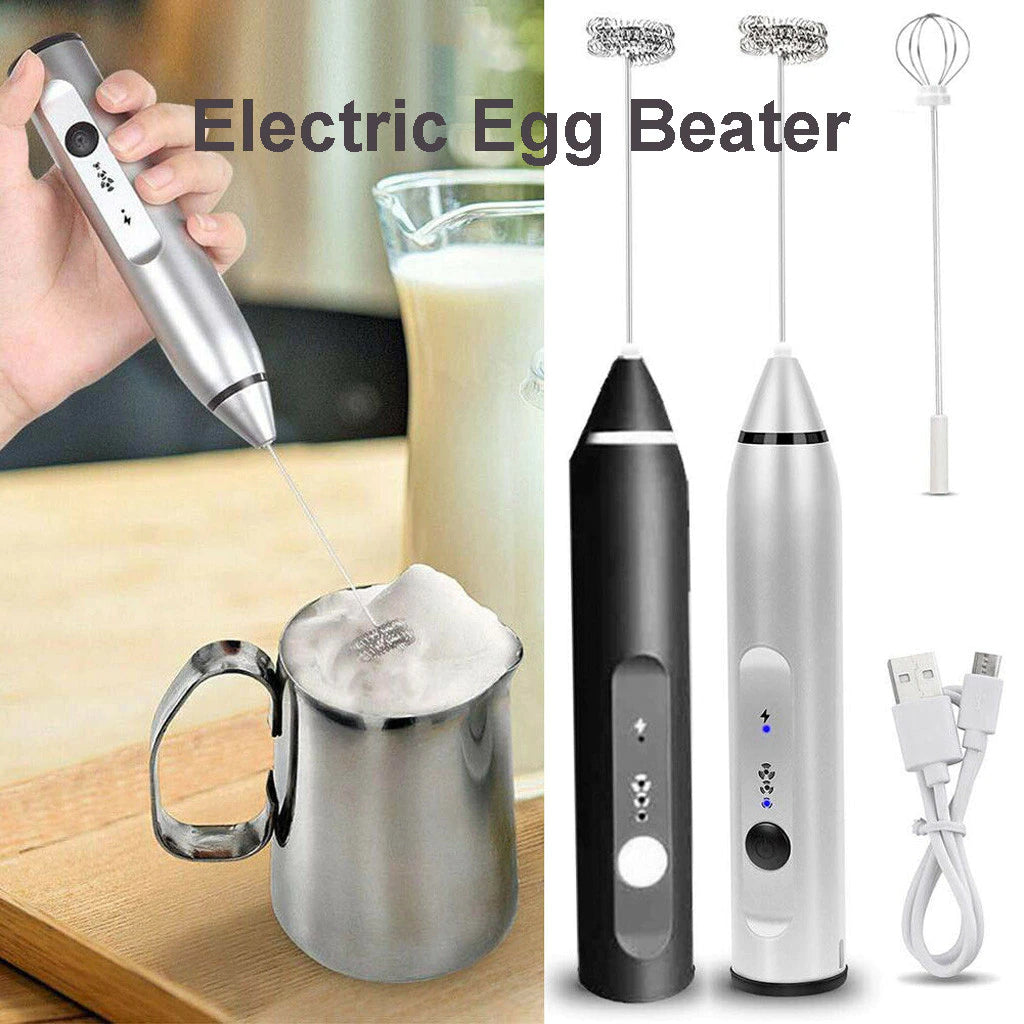 Rechargeable Electric Coffee Mixer Milk Shake Maker Frothier Foamer USB Charging Egg Beater Coffee Beater Handheld 3-Speed Adjustable Blender