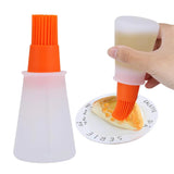 Grill Oil Bottle with Brush Portable Household Kitchen BBQ Basting Oil Silicon Brush and Oil Bottle Set for Baking Roasting