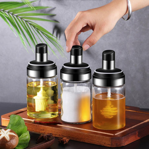 250ml Kitchen Condiment Jar With Oil Brush