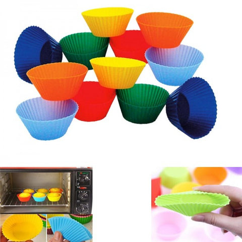 Pack Of 12 - Silicone Cup Cake Molds - Multicolor