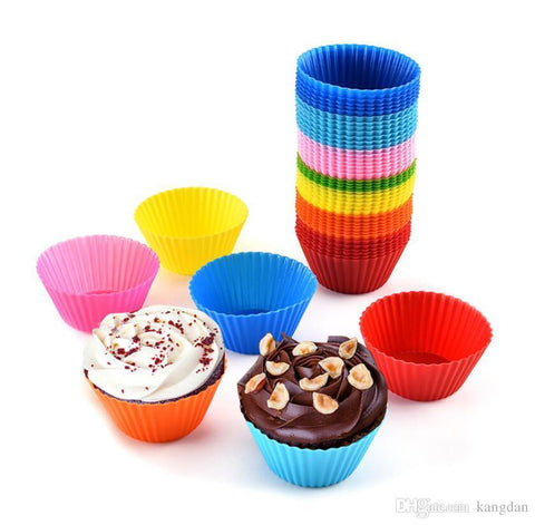 Pack Of 12 - Silicone Cup Cake Molds - Multicolor