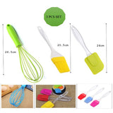 Silicon Egg Beater Spatula and Baking Brush with Clear Handle Tool 3in1 Set BAKINGWARE