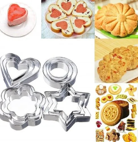 12 Pcs Stainless Steel Cookie Cutter Set of 4 Different Shapes cookie cutters