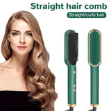Professional Electric Hair Straightener Brush Heated Comb Straight & Curly Styling Tool