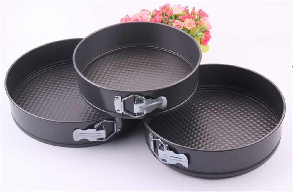 3 Pcs Set Round Shape Cake Pan Mould Teflon Non Stick Baking Can be Used in Microwave Oven Lockable Springform