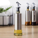 Kitchen Cooking Oil Vinegar Bottle with Dropper Best For Olive oil Usage Glass and Stainless Steel – 300 ml