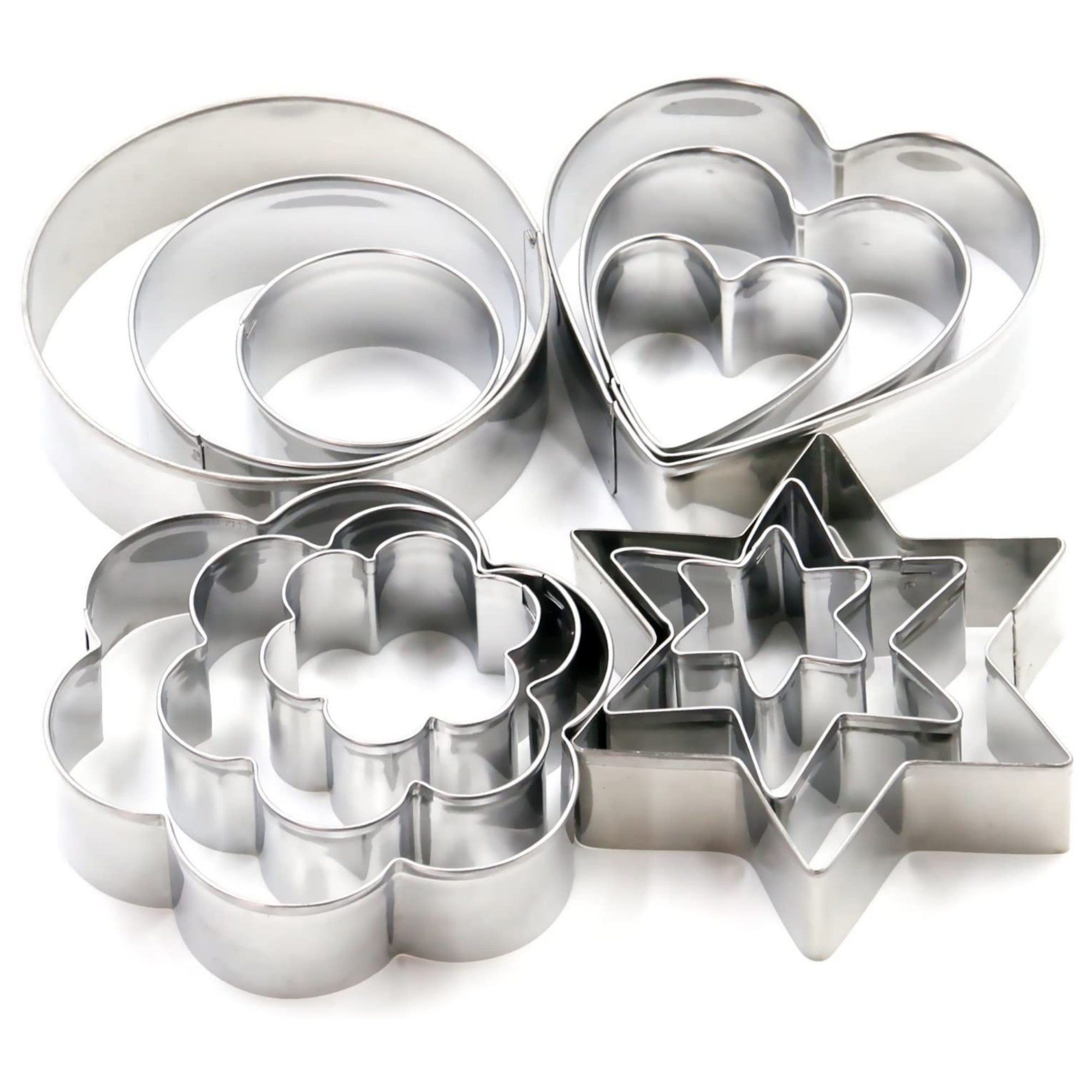 12 Pcs Stainless Steel Cookie Cutter Set of 4 Different Shapes cookie cutters
