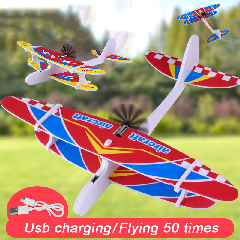 Rechargeable Electric Hand Launch Throwing Airplane Capacitor Glider Aircraft Inertial Foam Plane Model Outdoor For Children