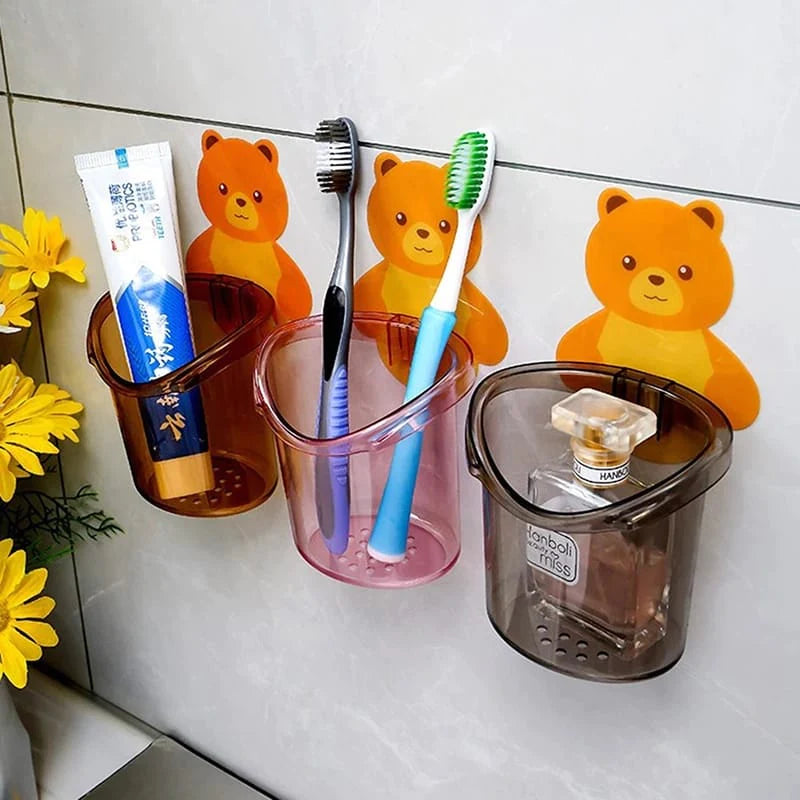 Toothbrush Holder Cute Bear Storage Rack Bathroom Accessories Set Toothpaste Holder