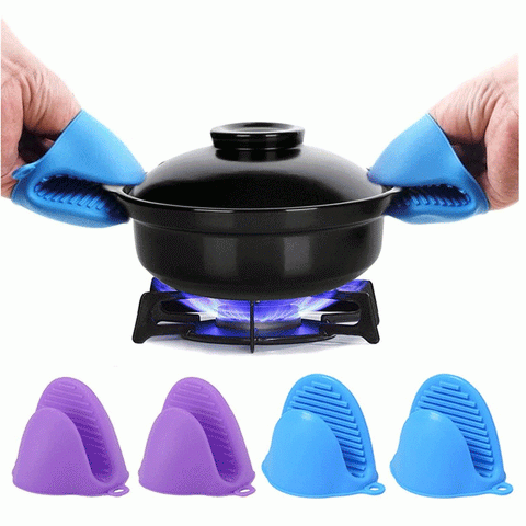 2 Pair(4PCS)  Silicone Heat Resistant Pot Holder Gloves hot pot holders Non Stick Anti-slip Pot Bowel Holder